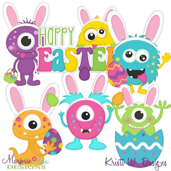 Easter Monsters SVG Cutting Files Includes Clipart - Click Image to Close